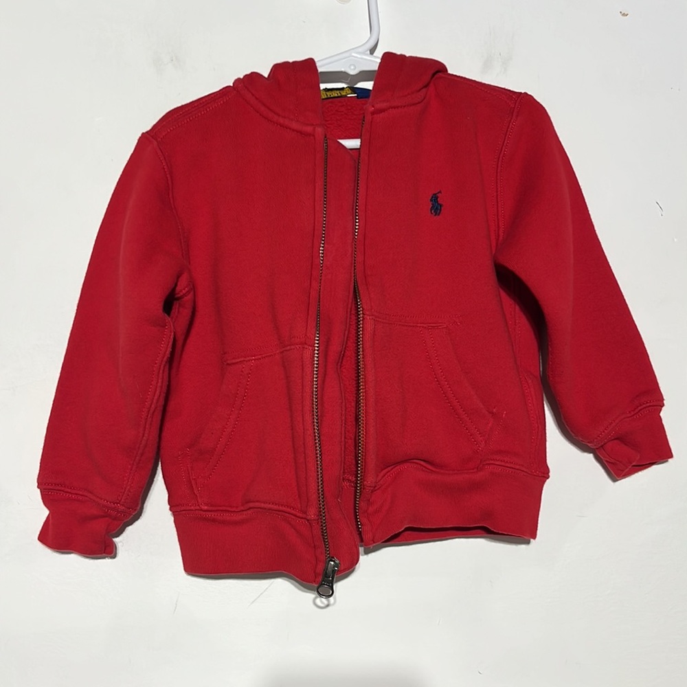 Polo Ralph Lauren Red Logo Fleece Full Zip Hoodie Size 3T - Picture 5 of 8